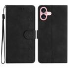 For iPhone 17 Seven Butterflies Embossed Leather Phone Case(Black) - 1