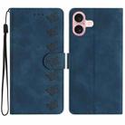 For iPhone 17 Seven Butterflies Embossed Leather Phone Case(Blue) - 1
