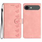 For iPhone 17 Air Seven Butterflies Embossed Leather Phone Case(Pink) - 1