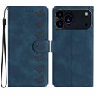 For iPhone 17 Pro Seven Butterflies Embossed Leather Phone Case(Blue) - 1