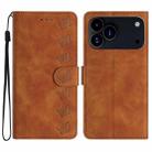 For iPhone 17 Pro Max Seven Butterflies Embossed Leather Phone Case(Brown) - 1