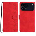 For iPhone 17 Pro Max Seven Butterflies Embossed Leather Phone Case(Red) - 1