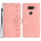 For LG K50 Seven Butterflies Embossed Leather Phone Case(Pink) - 1