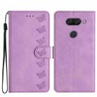 For LG K50 Seven Butterflies Embossed Leather Phone Case(Purple) - 1