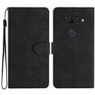 For LG K50 Seven Butterflies Embossed Leather Phone Case(Black) - 1