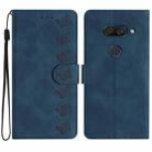 For LG K50 Seven Butterflies Embossed Leather Phone Case(Blue) - 1