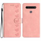 For LG K51S Seven Butterflies Embossed Leather Phone Case(Pink) - 1