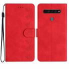 For LG K51S Seven Butterflies Embossed Leather Phone Case(Red) - 1