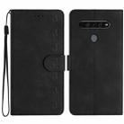 For LG K51S Seven Butterflies Embossed Leather Phone Case(Black) - 1