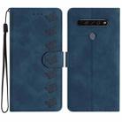 For LG K51S Seven Butterflies Embossed Leather Phone Case(Blue) - 1