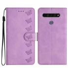 For LG K61 Seven Butterflies Embossed Leather Phone Case(Purple) - 1
