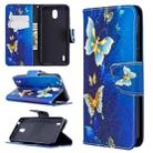 For Nokia 1.3 Colored Drawing Pattern Horizontal Flip Leather Case with Holder & Card Slots & Wallet(Golden Butterfly) - 1