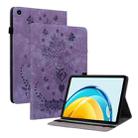 For Huawei MatePad SE 10.4 Butterfly Rose Embossed Leather Tablet Case(Purple) - 1