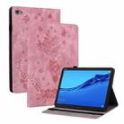 For Huawei MediaPad M5 Lite / C5 10.1 Butterfly Rose Embossed Leather Tablet Case(Pink) - 1