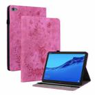 For Huawei MediaPad M5 Lite / C5 10.1 Butterfly Rose Embossed Leather Tablet Case(Rose Red) - 1