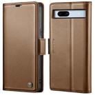 For Google Pixel 7a CaseMe 023 Butterfly Buckle Litchi Texture RFID Anti-theft Leather Phone Case(Brown) - 1