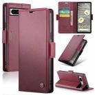 For Google Pixel 7a CaseMe 023 Butterfly Buckle Litchi Texture RFID Anti-theft Leather Phone Case(Wine Red) - 1