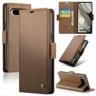 For Google Pixel 8 CaseMe 023 Butterfly Buckle Litchi Texture RFID Anti-theft Leather Phone Case(Brown) - 1