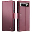 For Google Pixel 8 Pro CaseMe 023 Butterfly Buckle Litchi Texture RFID Anti-theft Leather Phone Case(Wine Red) - 2