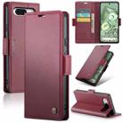 For Google Pixel 8a CaseMe 023 Butterfly Buckle Litchi Texture RFID Anti-theft Leather Phone Case(Wine Red) - 1