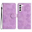 For Samsung Galaxy S23 5G Flower Embossing Pattern Leather Phone Case(Purple) - 1