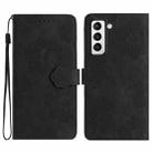 For Samsung Galaxy S21+ 5G Flower Embossing Pattern Leather Phone Case(Black) - 1