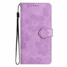 For Samsung Galaxy S21 Ultra 5G Flower Embossing Pattern Leather Phone Case(Purple) - 2