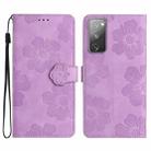 For Samsung Galaxy S20 FE Flower Embossing Pattern Leather Phone Case(Purple) - 1