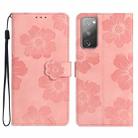 For Samsung Galaxy S20 FE Flower Embossing Pattern Leather Phone Case(Pink) - 1