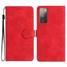 For Samsung Galaxy S20 FE Flower Embossing Pattern Leather Phone Case(Red) - 1