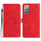 For Samsung Galaxy Note20 Flower Embossing Pattern Leather Phone Case(Red) - 1