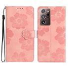 For Samsung Galaxy Note20 Ultra Flower Embossing Pattern Leather Phone Case(Pink) - 1
