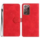For Samsung Galaxy Note20 Ultra Flower Embossing Pattern Leather Phone Case(Red) - 1