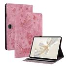 For Honor Pad 9 12.1 Butterfly Rose Embossed Leather Tablet Case(Pink) - 1