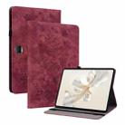 For Honor Pad 9 12.1 Butterfly Rose Embossed Leather Tablet Case(Red) - 1