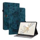 For Honor Pad 9 12.1 Butterfly Rose Embossed Leather Tablet Case(Dark Blue) - 1