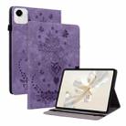 For Honor Pad X9a Butterfly Rose Embossed Leather Tablet Case(Purple) - 1