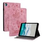 For Nokia T10 Butterfly Rose Embossed Leather Tablet Case(Pink) - 1