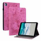 For Nokia T10 Butterfly Rose Embossed Leather Tablet Case(Rose Red) - 1