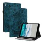 For Nokia T10 Butterfly Rose Embossed Leather Tablet Case(Dark Blue) - 1