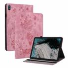 For Nokia T20 10.4 2021 Butterfly Rose Embossed Leather Tablet Case(Pink) - 1