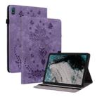 For Nokia T20 10.4 2021 Butterfly Rose Embossed Leather Tablet Case(Purple) - 1