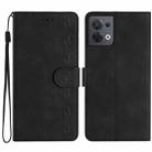 For OPPO Reno8 5G Seven Butterflies Embossed Leather Phone Case(Black) - 1