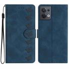 For OPPO Reno8 5G Seven Butterflies Embossed Leather Phone Case(Blue) - 1