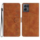 For OPPO Reno8 Pro Seven Butterflies Embossed Leather Phone Case(Brown) - 1
