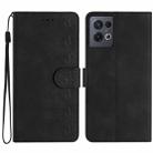 For OPPO Reno8 Pro Seven Butterflies Embossed Leather Phone Case(Black) - 1