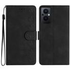 For OPPO Reno8 Lite 5G Seven Butterflies Embossed Leather Phone Case(Black) - 1