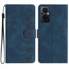 For OPPO Reno8 Lite 5G Seven Butterflies Embossed Leather Phone Case(Blue) - 1