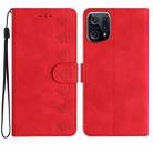 For OPPO Find X5 Seven Butterflies Embossed Leather Phone Case(Red) - 1