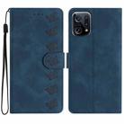 For OPPO Find X5 Seven Butterflies Embossed Leather Phone Case(Blue) - 1